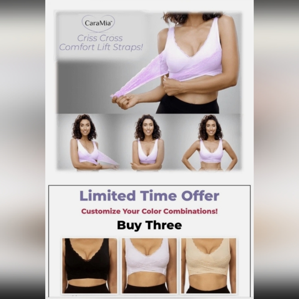 Women’s Bra By CARA MIA Wireless Padded Stretch Bra Women's Size M White